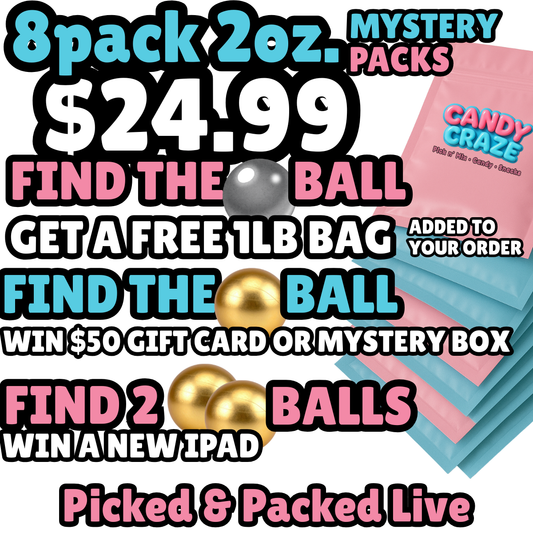 8 Pack 2oz. Mystery Candy Packs
