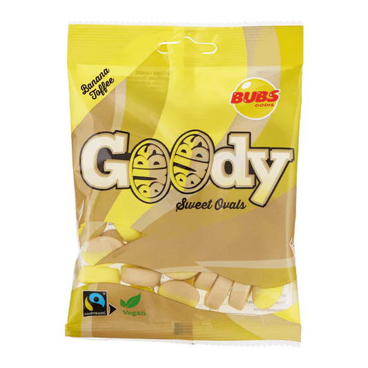 Bubs Goody Sweet Ovals Banana Toffee Vegan Peg Bag 90g